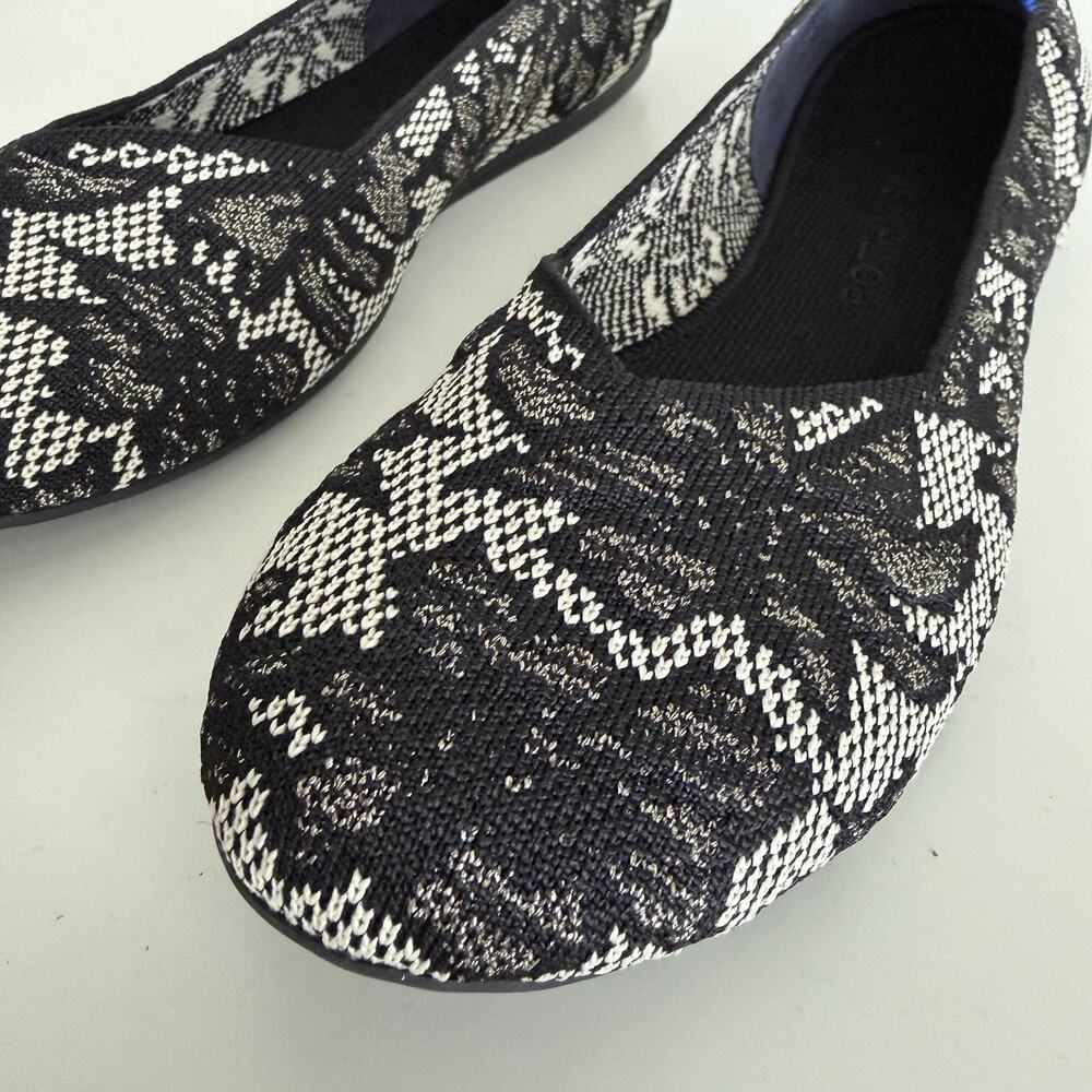 Rothy's The Flat Womens 10.5 Black Blue Chantilly Washable Slip On Shoes Comfort - Picture 5 of 14